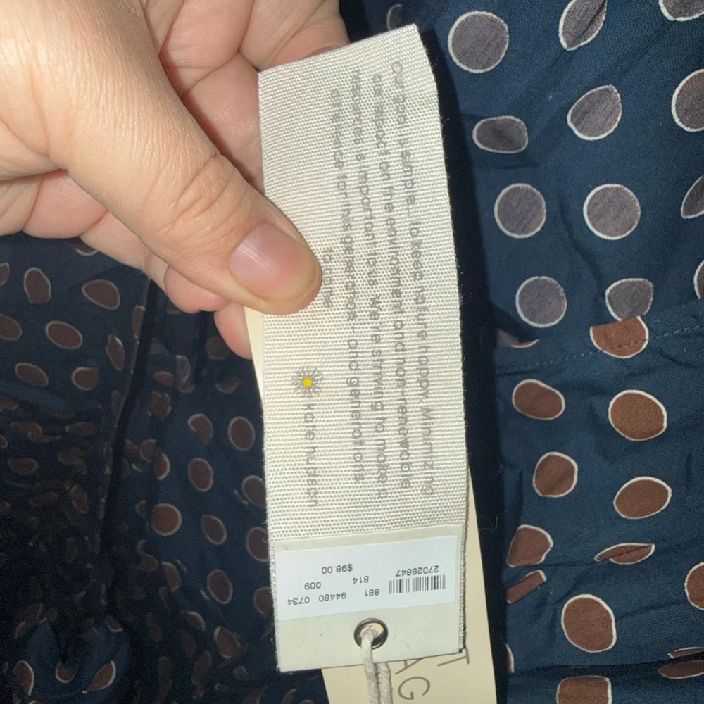 Unknown Brand Navy Wrap dress with Polka Dots - Picture 3 of 4